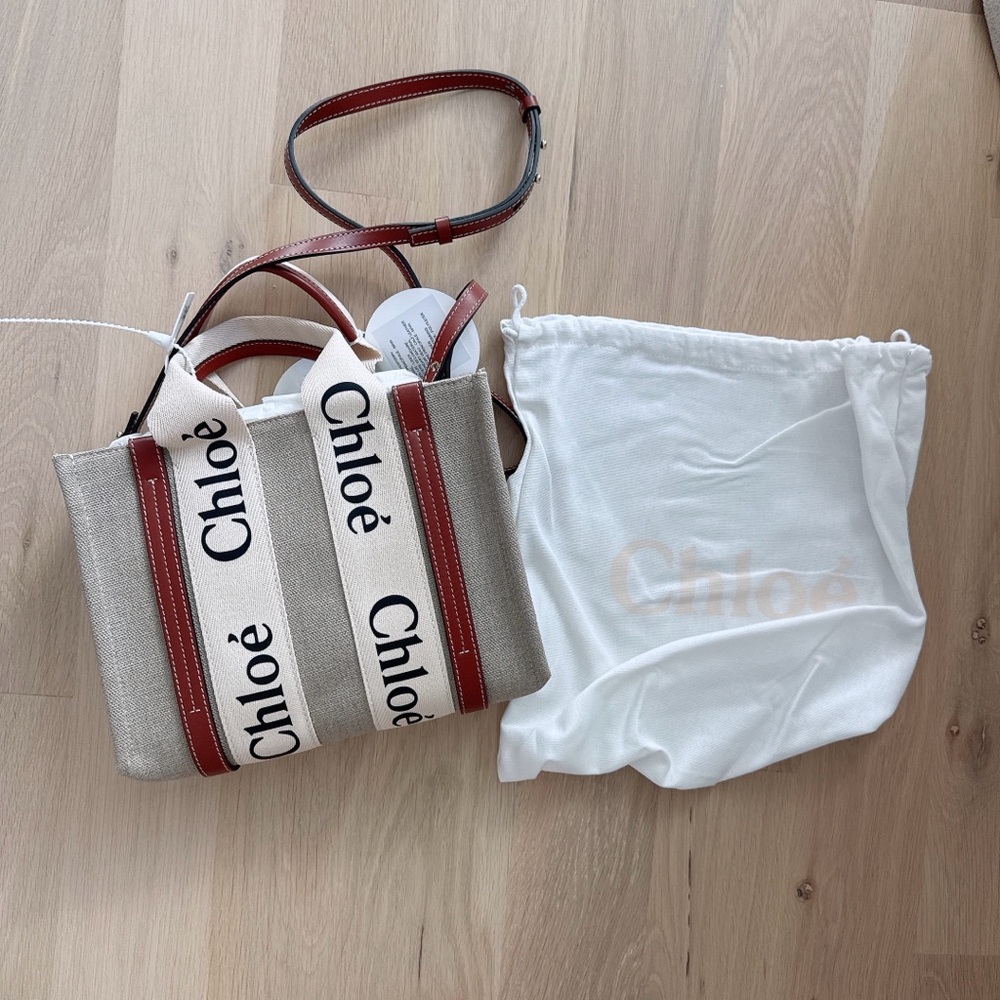 NWT CHLOE SMALL WOODY TOTE BAG WITH STRAP - Picture 2 of 13